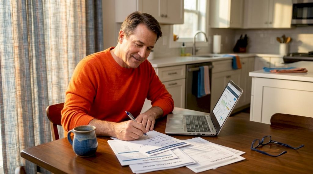 Homeowner researching home cash offers